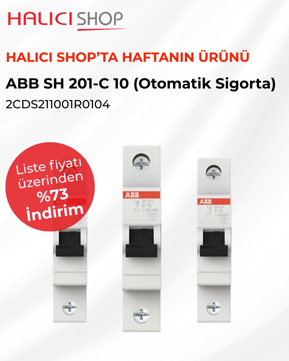 halicishop's tweet photo. 🔥 HALICI SHOP’TA HAFTANIN ÜRÜNÜ 🔥

ABB SH 201-C 10 Otomatik Sigorta Liste fiyatı üzerinden %73 İNDİRİM ile Sizlerle!

✔️ ABB güvencesi
✔️ Yüksek performans
✔️ Avantajlı fiyat

📦 Stoklarla sınırlıdır!
📩 Detaylı bilgi ve sipariş için bizimle iletişime geçin.

#HALICISHOP https://t.co/pFzs71dRdH