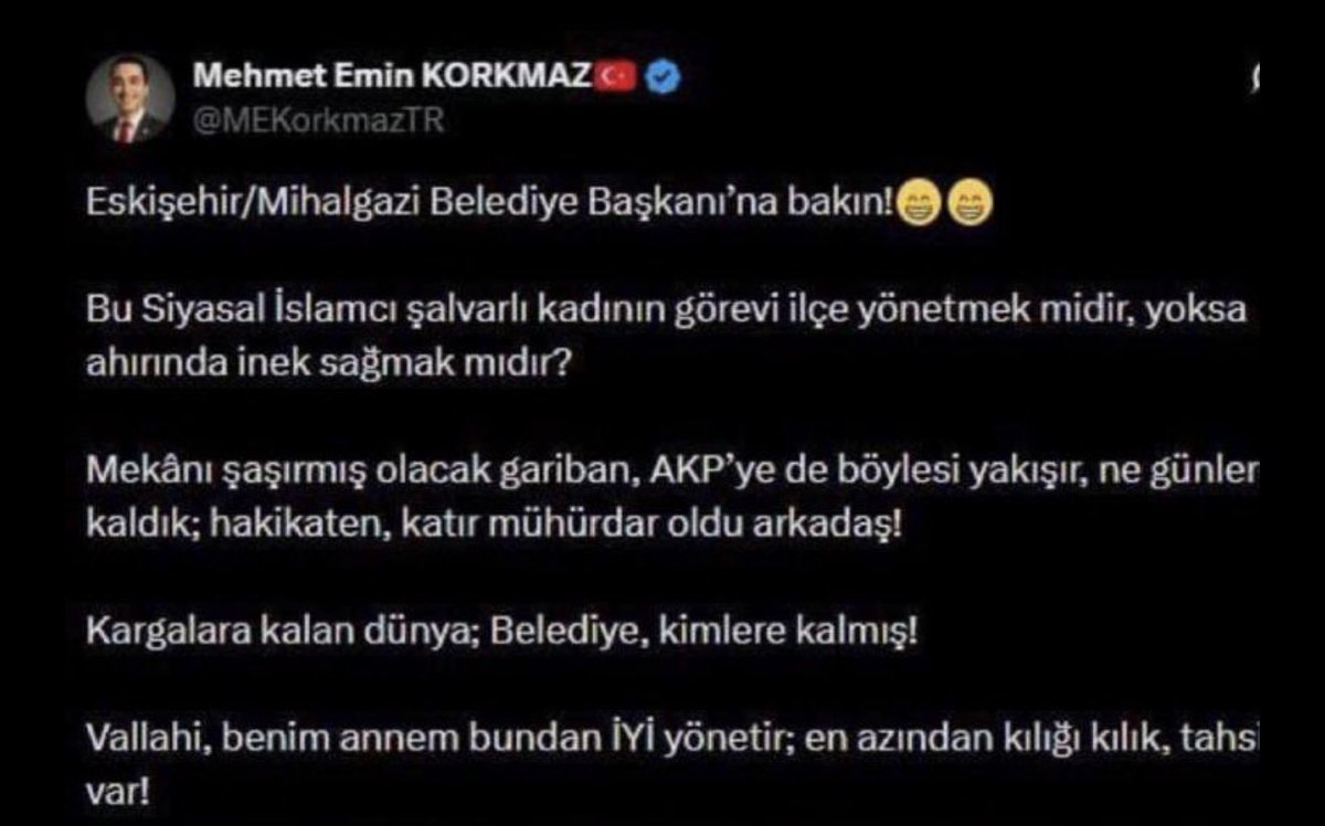 Kadınların kılık kıyafeti üzerinden yapılan her türlü yorum ve hadsiz dil kabul edilemez.Kadınlar kimliğini,duruşunu ve onurunu başkalarının ölçüsüne göre değil, kendi iradesiyle belirler.Kadınların özgürlüğüne uzanan her dile karşı durduğumuzu açıkça ifade ediyoruz
#ZeynepAkgün