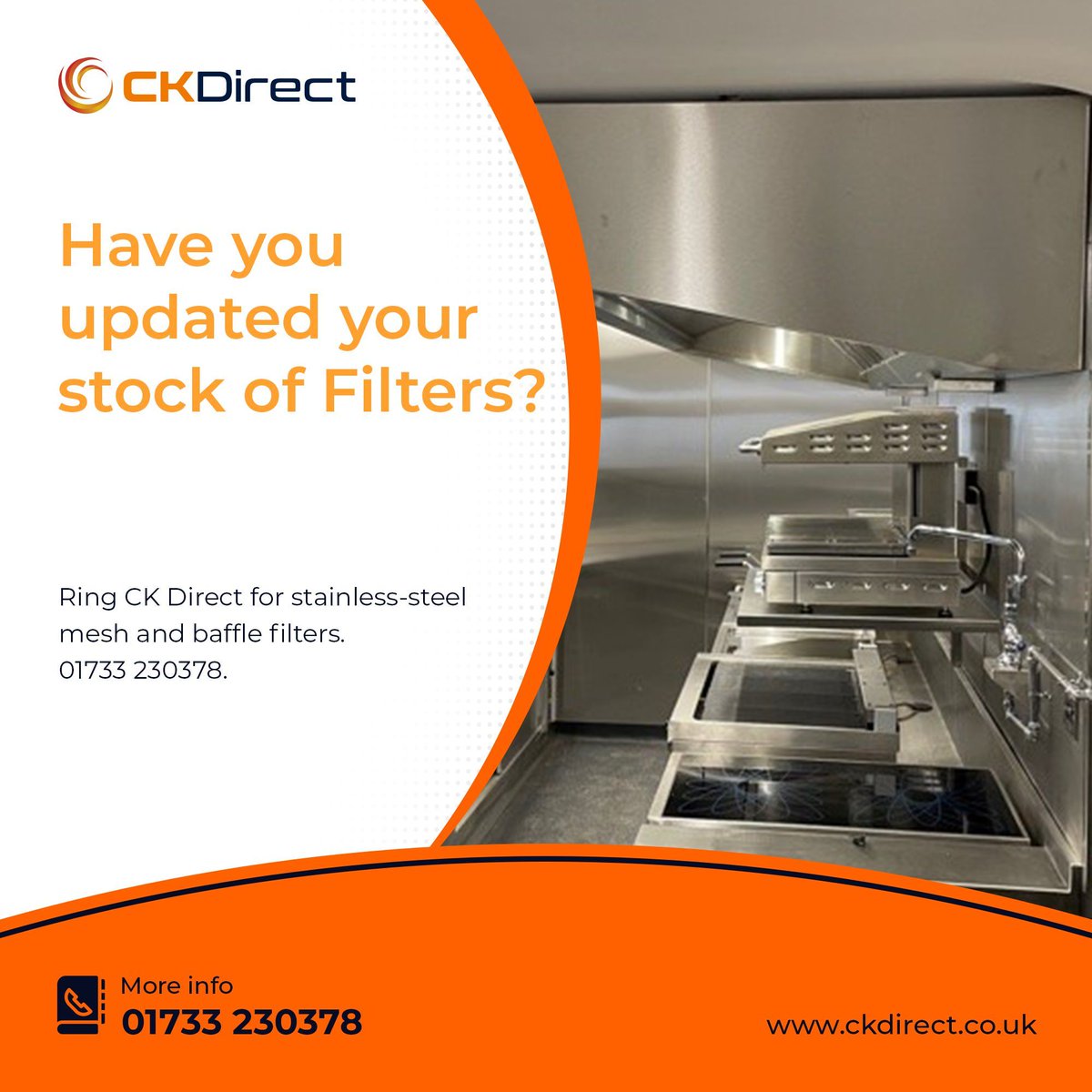 Have you updated your stock of Filters?
Ring CK Direct for stainless-steel mesh and baffle filters.01733 230378. ckdirect.co.uk/product-catego…