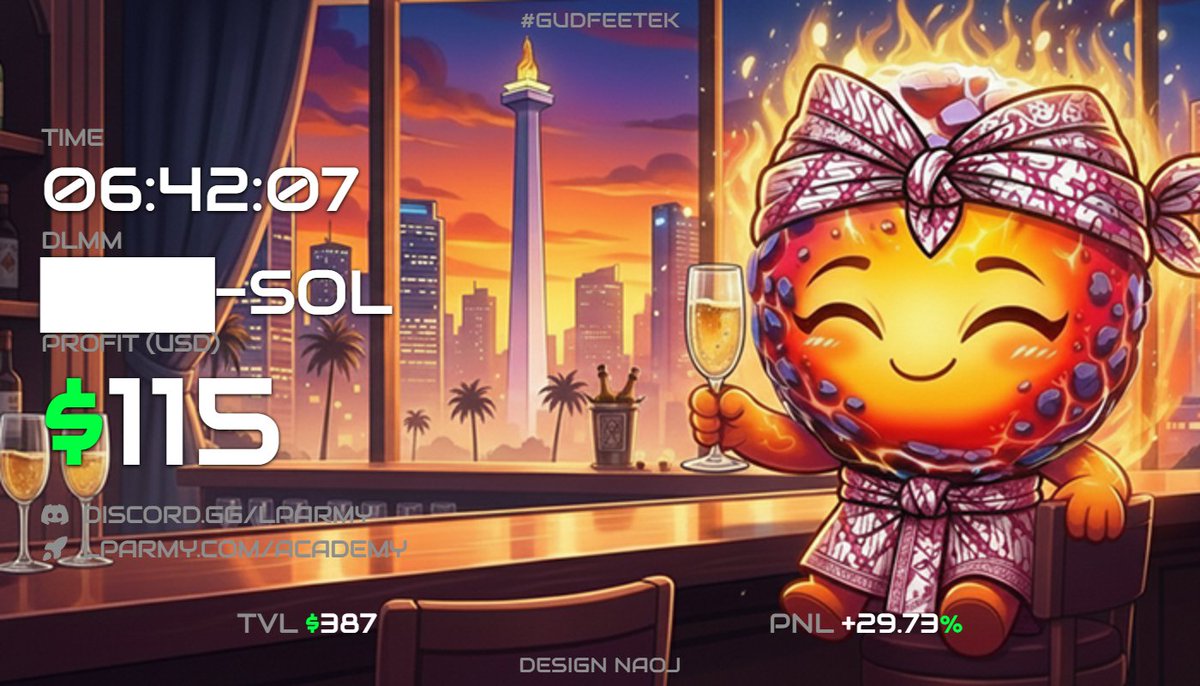 MeteoraIDN's tweet photo. Unpopular opinion: Pemain judi online lebih qualified jadi Liquidity Provider daripada "investor" kebanyakan

Kenapa? Sama2 bertarung dengan risk. Mereka juga tahan banting dan terbiasa sama volatilitas 

Masalahnya: Lo main di game yang DESIGNED lo buat kalah

Sini kujelasin 🧵

Di judi online:
- Lo vs bandar
- Menang dan kalah lo semua diatur bandar
- Lo main berdasarkan feeling dan nafsu doang. Tidak ada dasarnya
- Withdrawal limits (Tau2 bandar kabur gabisa WD)
- Ga ada control (Dibikin menang besar sekali terus loss terus berakhir sering Depo)

Kata temen gue pun
“Mana ada sejarah player judol kaya, kalau bandar nya kaya iya banyak”

Sedangkan di DLMM (Dynamic Liquidity Market Making):
- Lo cuma taruh liquidity terus duduk manis
- Settingan range lu bebas mau tight atau wide (tight = aggressive, wide = safe)
- Trader pakai liquidity LO
- Setiap trader swap, LO dapet fee
- Kalau profit dirasa cukup tinggal cabut posisi. Modal dan profit semua lo yang atur gak ada tiba2 gagal WD
- Lo control exposure lo sendiri

"Tapi emang bisa profit?"

Contoh:
Pool ████-SOL, dengan setting minimum range -60 dari pucuk chart
Profit: 1.3 SOL ($115) dalam 6 jam

Disini mimin memanfaatkan price naik/turun token
Biarin mereka trading, mimin cuan dari trading fee yang mereka bayarkan ke mimin

Makin volatile = makin banyak swap = makin banyak fee

Risk masih ada (impermanent loss)

Tapi at least:
- On-chain (transparent)
- No bandar curang kaya judol
- Ada ilmunya (bukan tebak2an semata)
- LO yang set rules atur strategi
- LO yang control

Buat yang candu judol

Kata gue sih : kalo lo nyaman dan terbiasa sama risiko, pilih sisi dimana LO bisa dapetin duit beneran, bukan dibodo2in bandar

Pengen bisa kaya kami? Sini mari ngobrol 👇