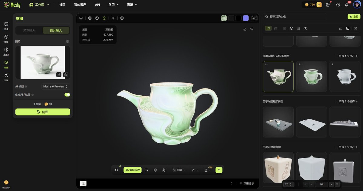 Meshy museum 3D twin workflow