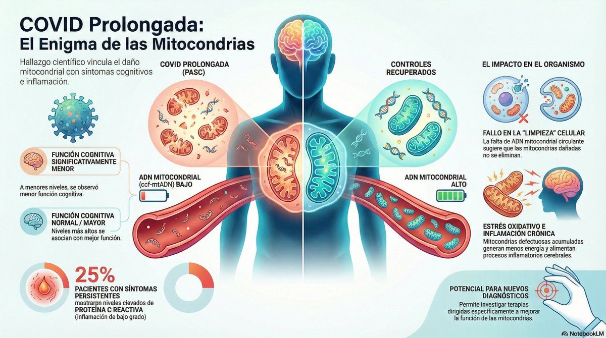 mera_cordero's tweet photo. #longcovid #covdipersistente
https://t.co/LabEyq4ecq
🔬 Nuevo estudio e revela un e mecanismo clave en la #COVIDPERSISTENTE #LongCOVID
Pacientes con síntomas persistentes tienen niveles más bajos de ADN mitocondrial libre en sangre. Este biomarcador se asocia con: https://t.co/6hStcSFqBh