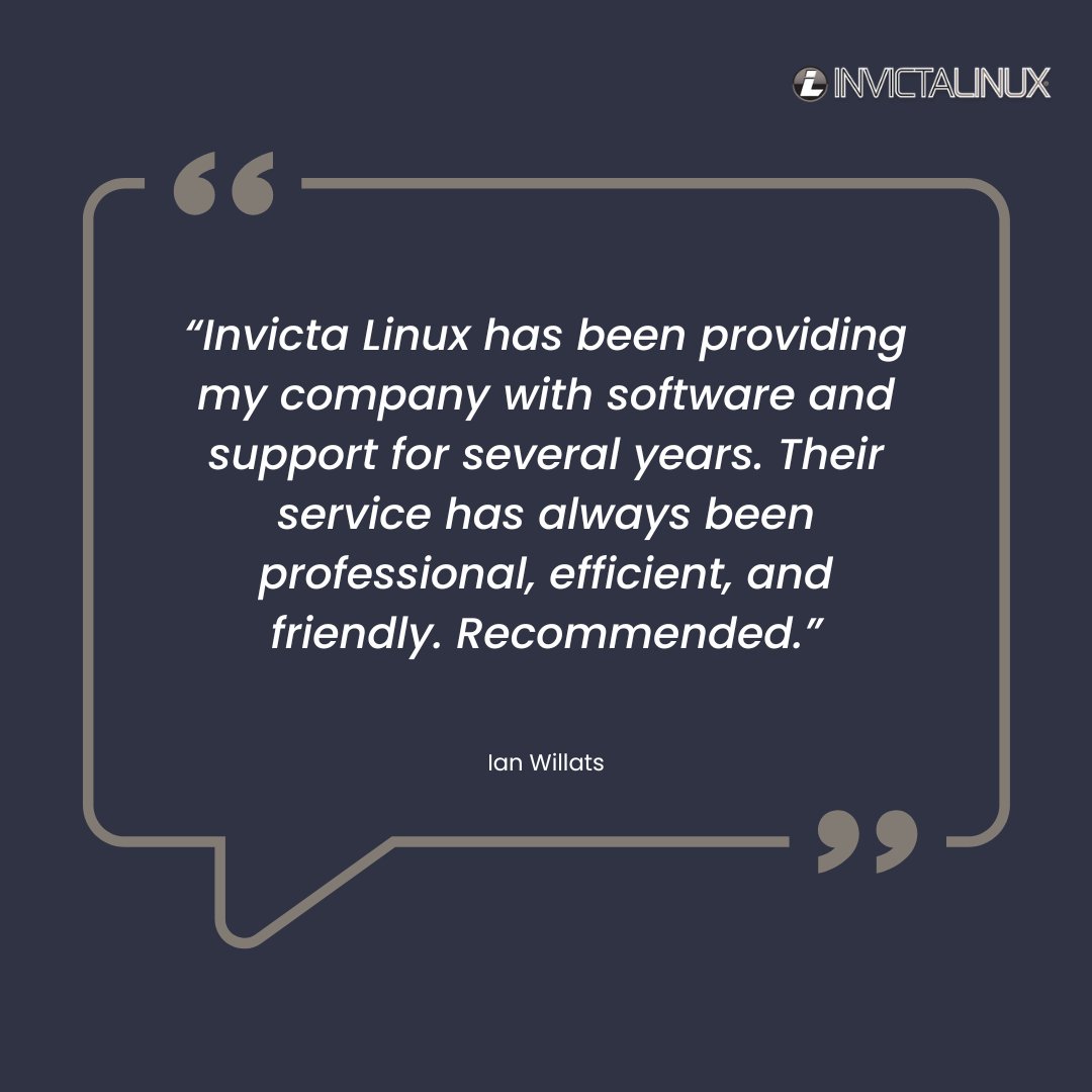 At Invicta Linux, we understand that technology should help drive growth, not slow it down.

That’s why we prioritise #quality, #privacy, and #reliability in everything we do. 

Let’s connect and explore how we can help you business. Contact us today! 👉 invictalinux.co.uk/contact/