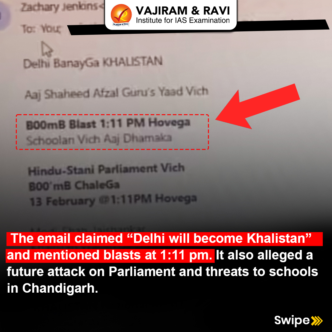 VajiramRavi's tweet image. #StudywithVajiram: Multiple schools in Delhi received bomb threat emails, triggering evacuations and intensive security checks by police, K9 units, and bomb disposal squads. 

#BombThreatEmails #SecurityOnHighAlert #DelhiNews #SchoolSafety #PoliceResponse 
#DelhiSecurityAlert