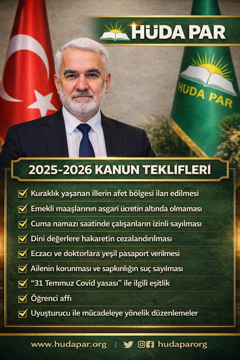 HÜDAPARIN MECLİSE SUNDUĞU KANUN TEKLİFLERİ