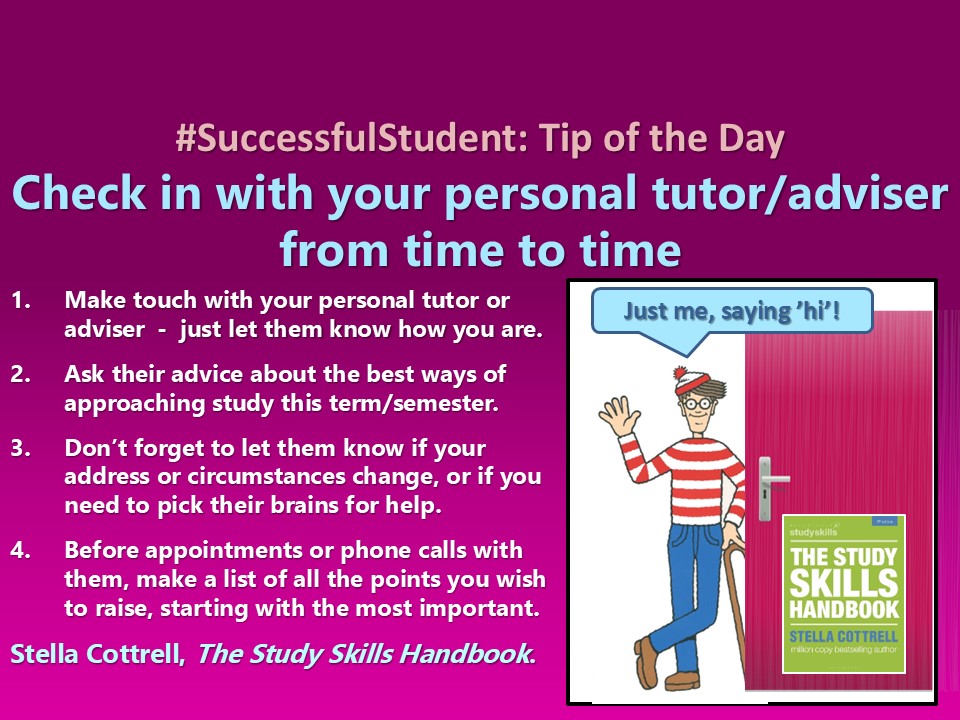cottrell_study's tweet photo. #SuccessfulStudent Check in with your personal tutor/adviser from time to time #Students #student #study #studying #studentlife #studygram #studentsuccess #college @BloomsburyStudy #collegelife #exams #amlearning #studyplus #University #unilife #uni https://t.co/aAWflFwghI