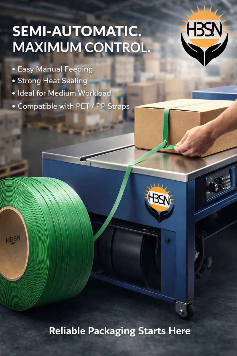 Hb_Subnoor's tweet image. Power, precision, and the perfect packaging combo.
HBSN Semi-Automatic Strapping Machine — every box tight, secure, and ready to ship. 📦💪
Visit: hbsubnoor.com
Contact: +923236232085
#HBSubNoor #StrappingSolution #PETStrap #PPStrap #PackagingIndustry #SecurePackaging