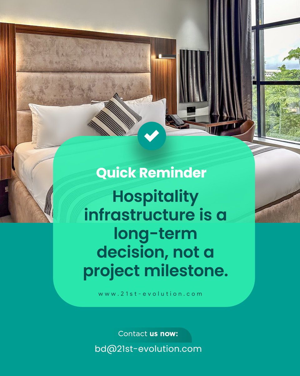 21stCentury_Evo's tweet photo. Design, deployment, and maintenance should work as one continuous strategy in hotels that never slow down.
Think long-term from day one.
#HospitalityInfrastructure #ELVSoluion #21stCES https://t.co/PLToVyCZp1