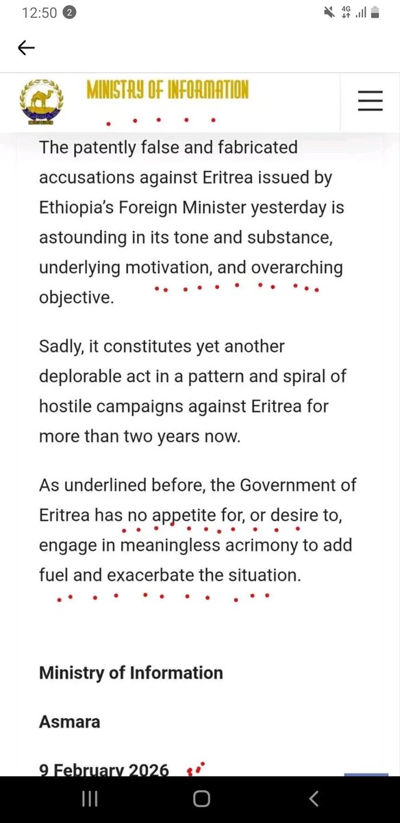 MathewosDesta2's tweet photo. ሻዕቢያ የቀረበለትን የሰላም ድርድር በይፋ ተቃውሞ መግለጫ አውጥቷል እንሆ ሻዕቢያን በሚገባው ቋንቋ በማናገር የአፍሪካ ቀንድ የሰላም ጠን'ቅ የሆነውን ሽብርተኝነት አቀጣጣይ መንግስት #StateSponsorsofTerrorism ነቅሎ ለመጣል ጊዜው አሁን ነው 
@POTUS @UN https://t.co/5SvMXteqqh