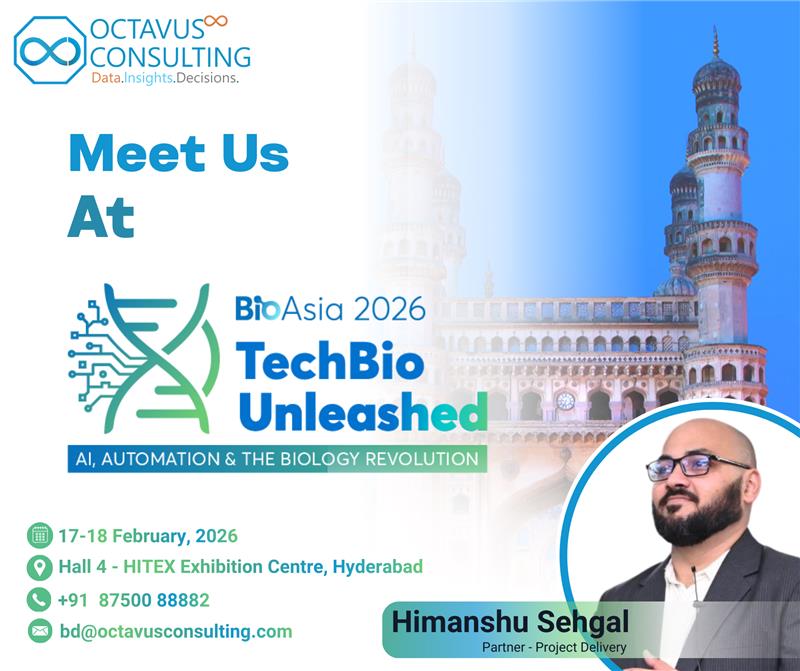 Octavus Consulting is heading to <a href="/BioAsiaOfficial/">23rd BioAsia 2026</a>  🚀
Our Partner <a href="/HimanshuS2208/">Himanshu Sehgal</a>  will be at #BioAsia to discuss AI, data &amp; innovation shaping Life Sciences and Biopharma.
Let’s connect:- bd@octavusconsulting.com 
#TechBio #HealthcareInnovation #OctavusConsulting