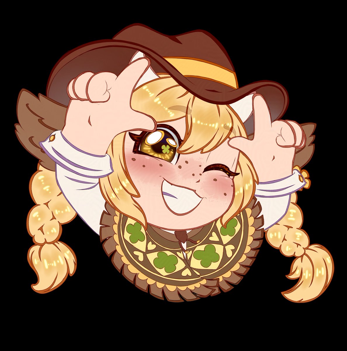 Saw a clip of <a href="/MooMooClover/">Clover 🍀🐮</a> working on a cute model, and I just had to draw it! It's absolutely adorable!
It was a perfect excuse to draw something in my chibi style again, and to test out some new stuff I wanted to give a try before!