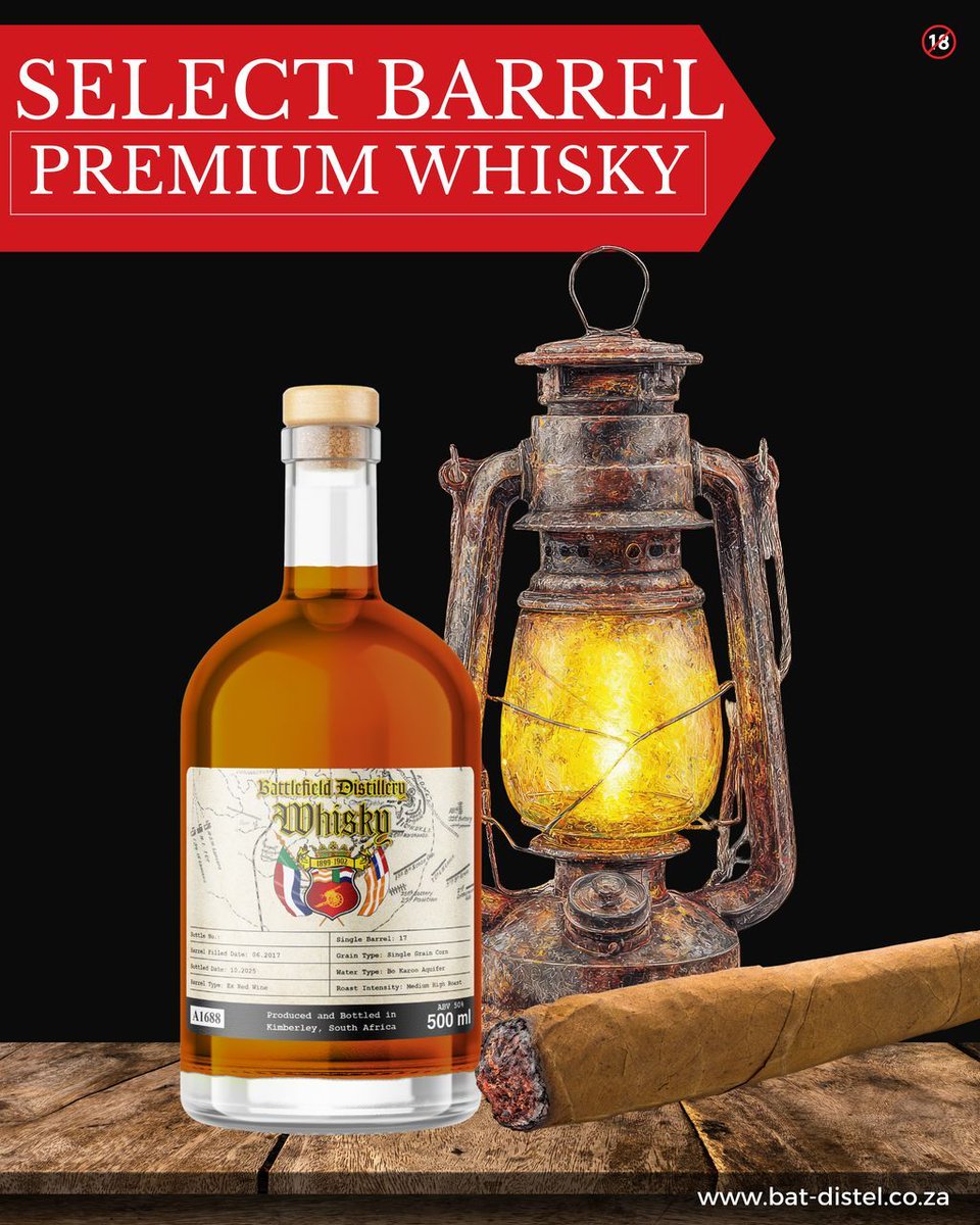 BattlefieldDis2's tweet image. ⚔️ Select Barrel – Premium Whisky

A whisky shaped by time, wood, and intent.
Crafted for those who value character in every pour.

👉 bat-distel.co.za

💛 Drink met jou hart®
🔞 18+

#BattlefieldDistillery #SelectBarrel #PremiumWhisky