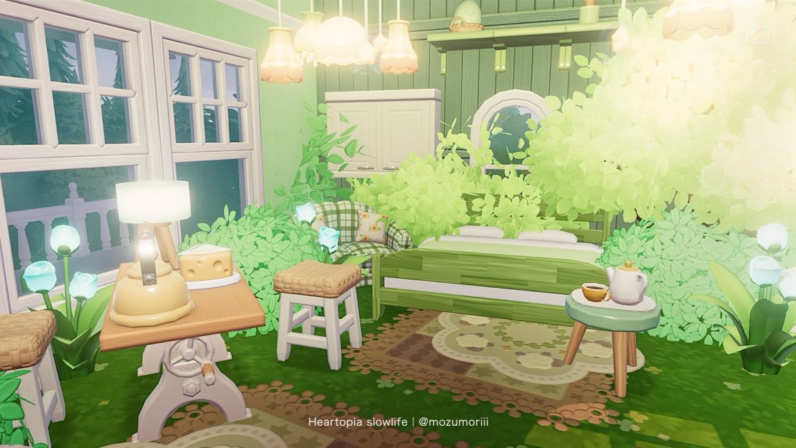 ♥︎リヴ♥︎様おまとめ 内装かわいくなってきた〜🌿🧀 #ハートピアスローライフ