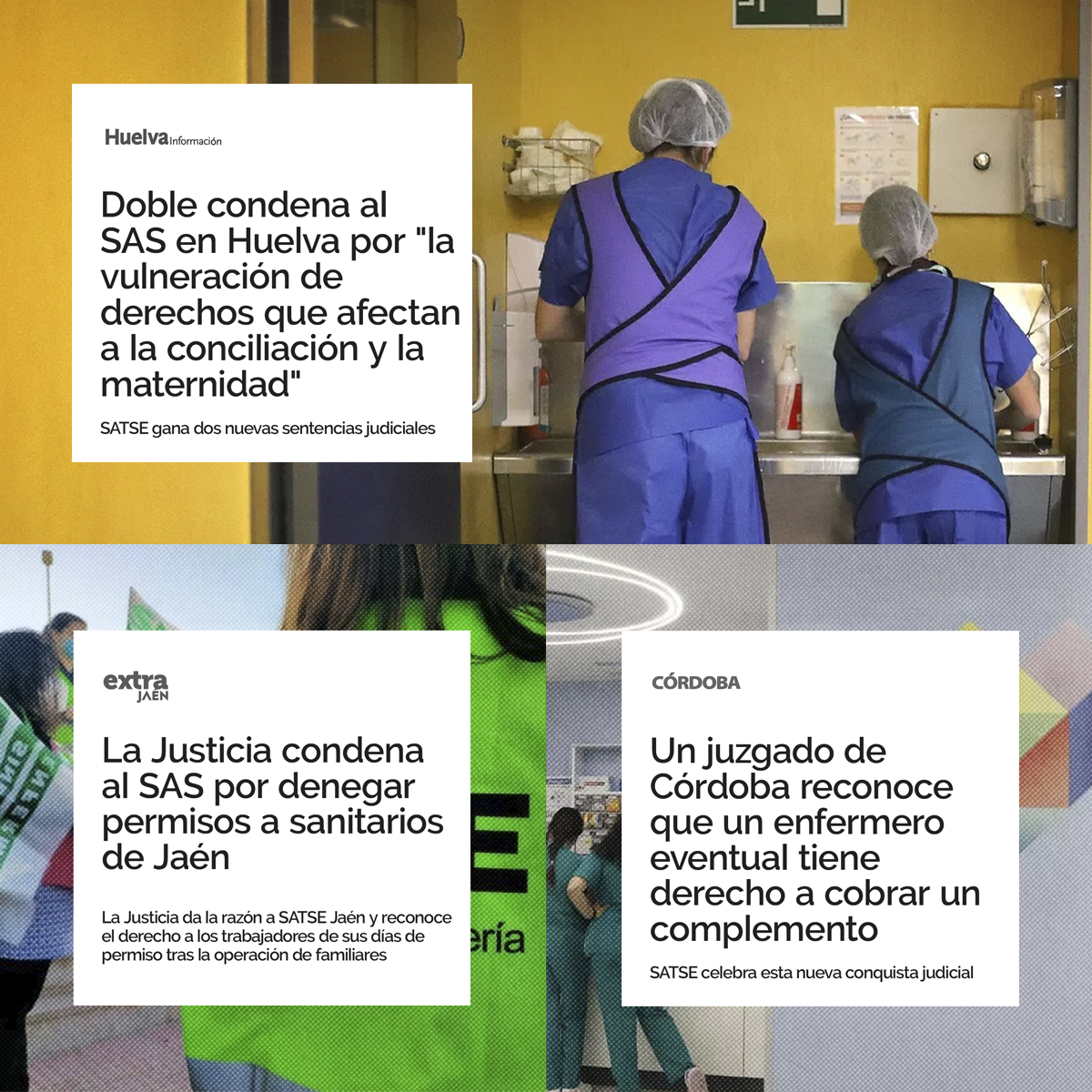 Conseguimos nuevas victorias en los tribunales que nos permiten mejorar las condiciones laborales y profesionales de enfermeras y fisioterapeutas💪💪💪

Seguimos luchando por tus derechos ✊