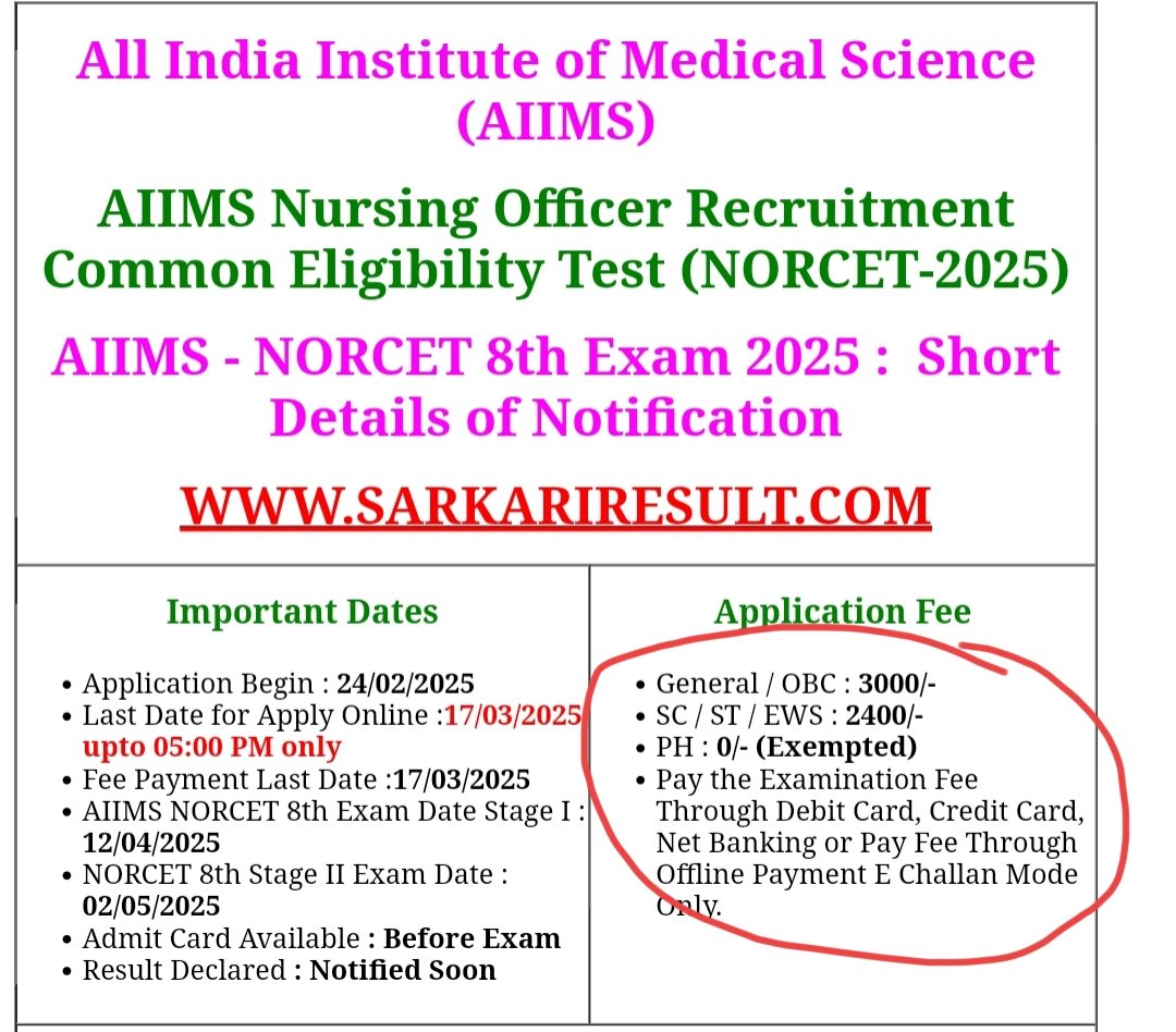 AIIMS NORCET-2025 का नोटिफिकेशन देखिए और सामाजिक न्याय का गणित समझिए! 

​🔹 OBC (आय सीमा 8 लाख): फीस ₹3000/-
🔹 EWS (आय सीमा 8 लाख): फीस ₹2400/-

​समान आय, फिर भी OBC से ₹600 ज्यादा वसूले जा रहे हैं। 

ऊपर से कटऑफ के मामले में भी OBC उम्मीदवारों को EWS से ज्यादा कड़ी