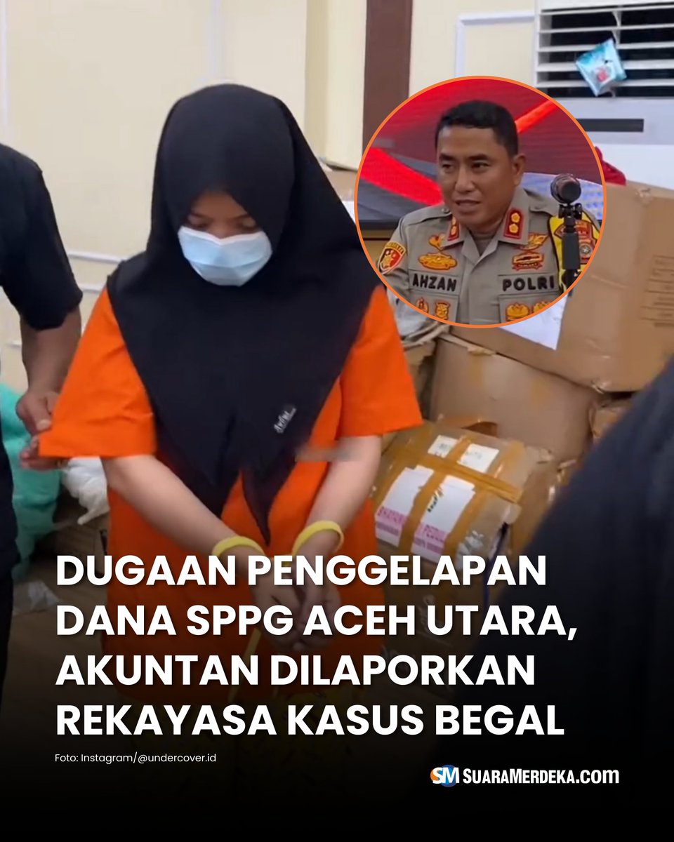 suaramerdeka's tweet photo. Sebagian publik di media sosial tengah menyoroti dugaan kasus penggelapan dana yang melibatkan PA (25), seorang akuntan Satuan Pelayanan Pemenuhan Gizi (SPPG) di Aceh Utara.

#suaramerdeka #penggelapandana #sppg #acehutara #akuntan #rekayasakasus https://t.co/i6I2HSpQ6R
