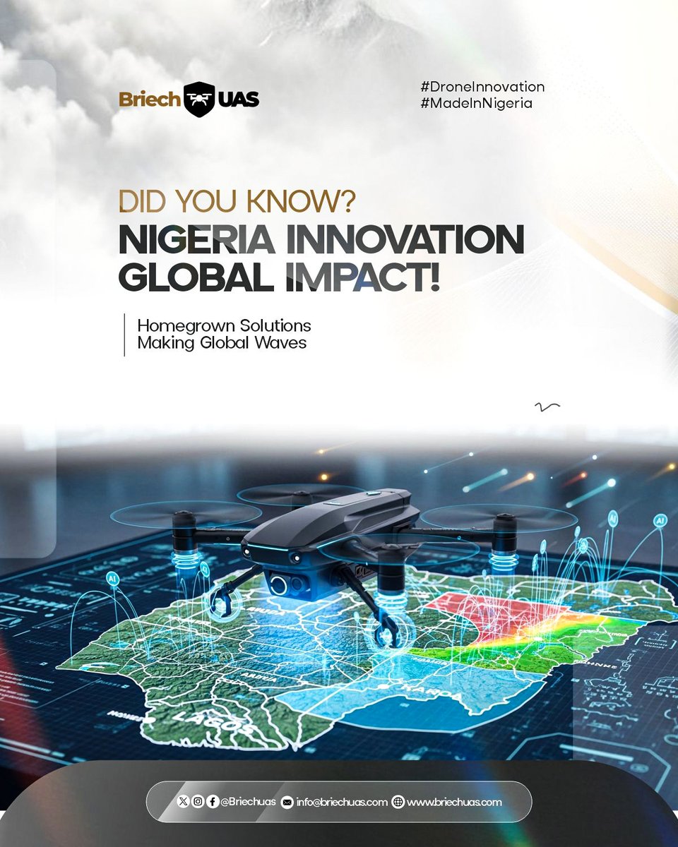 BriechUAS's tweet photo. Happy Monday.🌟 Briech UAS drones use AI, next-gen sensors & precision flight, made in Nigeria, ready for global defence.
Innovation that protects.
Learn more: https://t.co/hBLiq5vvDZ
#BriechUAS #DroneTech #SmartDefence #MadeInNigeria #MondayMotivation https://t.co/bjZ1HulQDO
