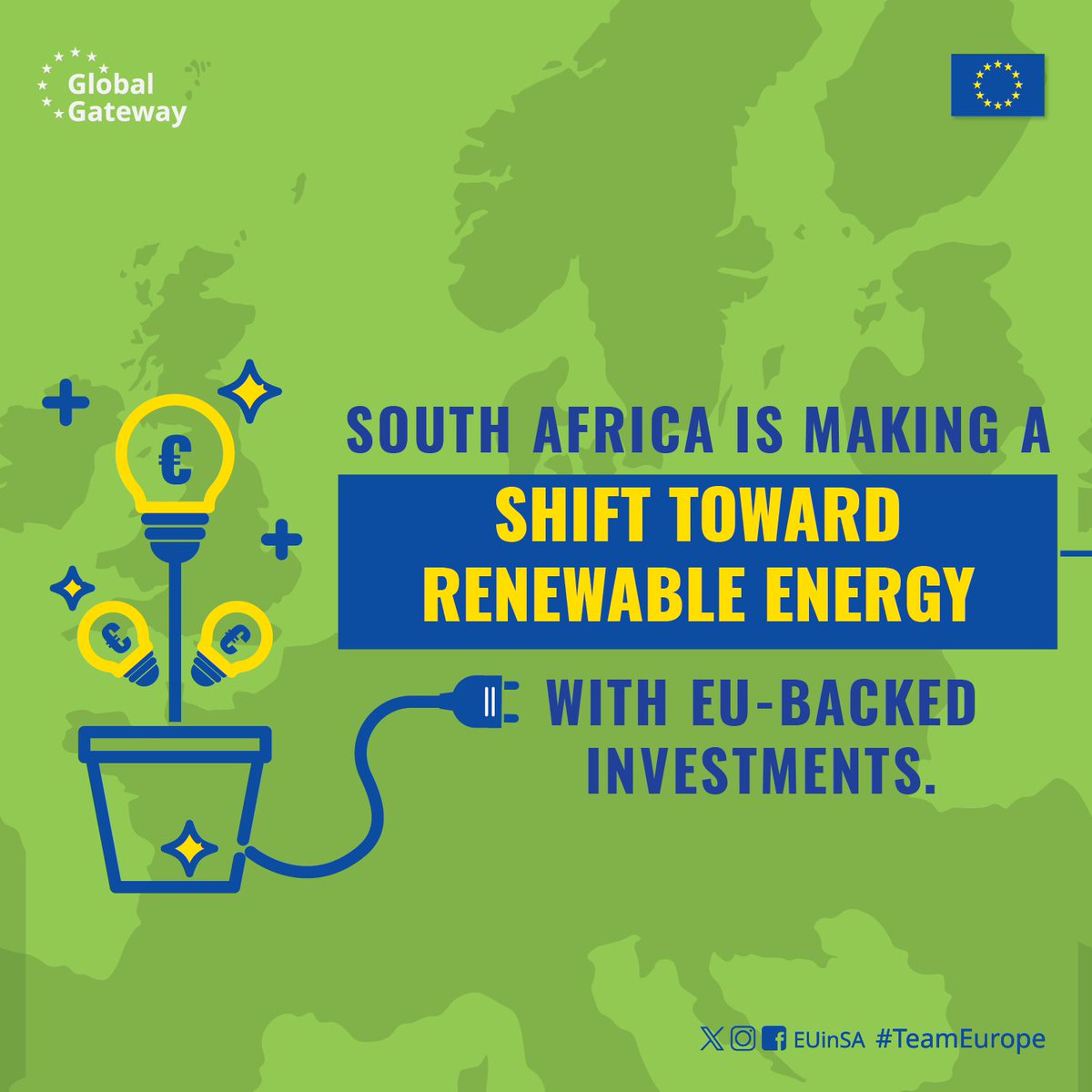 EUinSA's tweet photo. South Africa's Just Energy Transition is underway! ⚡ Launched at COP26, the JET is mobilizing $9.3 billion to shift the country from coal to cleaner energy. T🇿🇦🤝🇪🇺 #JETP #JustEnergyTransition #EuinSA #Sisonke #Global Gateway #COP26 #ClimateAction
https://t.co/rB8A3dc6XQ https://t.co/P68ddtbo3F