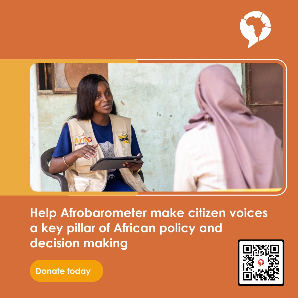 afrobarometer's tweet photo. Support the Afrobarometer mission to amplify the voices of citizens across Africa. Every donation helps us empower communities and drive positive change through data and research.
Click here to donate: https://t.co/ABL3xbuGxV
#VoicesAfrica #SupportOurWork https://t.co/fn7bXvUSnr