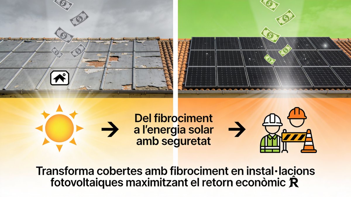 energiacat's tweet photo. 🏗️☀️ Del fibrociment a l'energia solar amb seguretat
Transforma cobertes amb fibrociment en instal·lacions fotovoltaiques maximitzant el retorn econòmic 💰
📅 11 febrer | 9.30-11h
💻 En línia
👉 https://t.co/6cdPxFlpWV
#Fotovoltaica #AEBALL https://t.co/SaX96gY87w