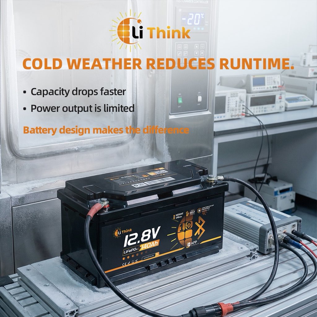 lithinkofficial's tweet image. Cold weather reduces runtime.
 • Faster capacity drop
 • Limited power output
 • Battery design makes the difference
#Lithink #LiFePO4 #BatteryEngineering #EnergyStorage