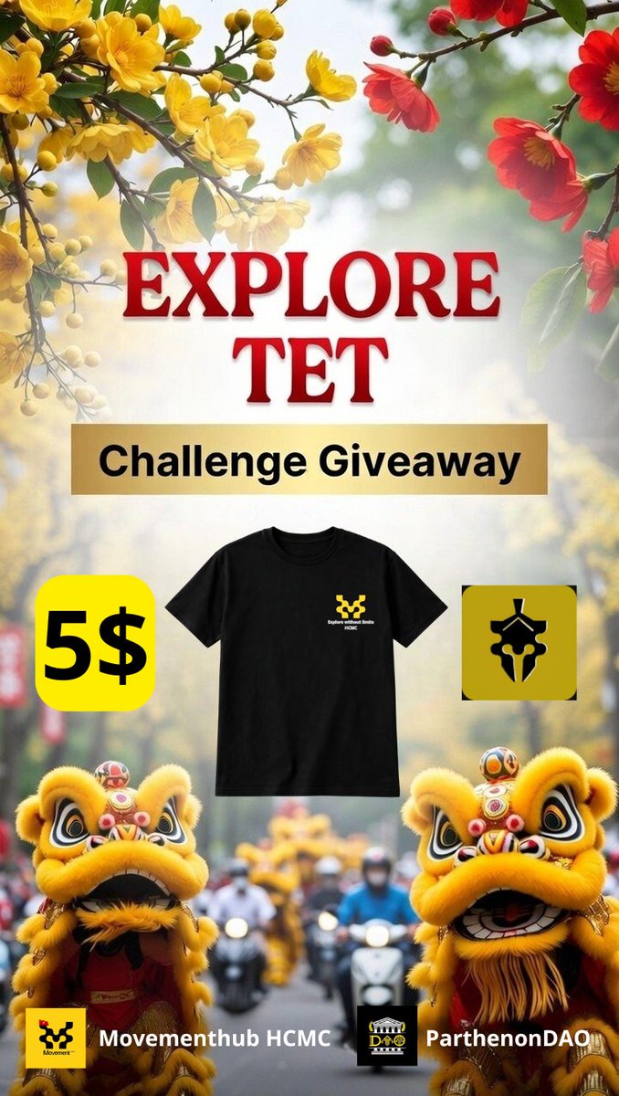 Tang17vn's tweet photo. 🎉 CHALLENGE GIVEAWAY — GMOVE MOVERS 🎉
📸 Cách tham gia:
Đăng ảnh hoặc video không khí cận Tết/Tết tại khu vực của bạn (con người, xe cộ, đường phố, cảnh vật… tuỳ sáng tạo)
✍️ Kèm 1 caption bất kỳ liên quan đến Movement
– Hiểu sao viết vậy, miễn đúng tinh thần
– Có thể tham khảo caption/overlay series Explore của mình tại đây: https://t.co/gwaSVj43fp
⏳ Thời gian:
Sự kiện kéo dài 10 ngày
👉 Có thể post trước Tết / trong Tết / sau Tết
🎲 Hết 10 ngày sẽ chốt danh sách & quay random tất cả người tham gia hợp lệ.
🎁 Phần thưởng:
👕 5 áo thun Movement từ event
“Explore without limits – HCMC”
→ Trúng thưởng chỉ cần gửi thông tin, mình sẽ ship tận nơi.
⭐ Bonus đặc biệt:
🏆 3 người được chọn (dựa trên số lượng post nhiều hoặc chất lượng caption) sẽ nhận thêm:
- $5 / người từ @MovementHubHCMC tài trợ
- 1 Spartan NFT từ @ParthenonDAO tài trợ
✅ Bài post hợp lệ cần:
Tag @MovementHubHCMC & @ParthenonDAO
Hashtag #ExploreWithTang
Điều kiện tham gia: Like, repost bài viết này, tag 2 người bạn dưới comment.
📩 Người trúng giải:
Vui lòng DM mình gửi thông tin nhận áo & ví nhận thưởng nhé!
Cảm ơn anh em đã ủng hộ 🫰
Chúc mọi người tham gia vui vẻ & đón Tết thật trọn vẹn 🫶