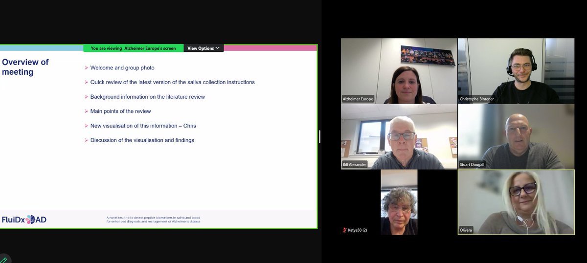 FluiDxAD's tweet photo. Members of the @FluiDx_AD Advisory Board participate in consultation about findings from a systematic review about the effects of diagnosing AD via fluid-based biomarker tests.
Many thanks for their valuable feedback and the engaged discussion! 
https://t.co/QLUDRNYOCl https://t.co/T5CxKbqf0X