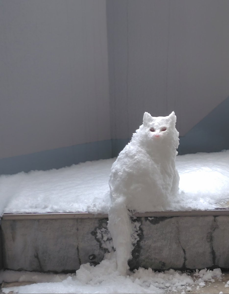 vanillachair's tweet photo. 昨日の雪で作った洋猫ちゃん𓃠パテでシャギーカットを駆使さしてみました🤍わたしの雪だるま史の新境地❄️
#雪だるま
#雪ねこ https://t.co/eVzXwWkI91