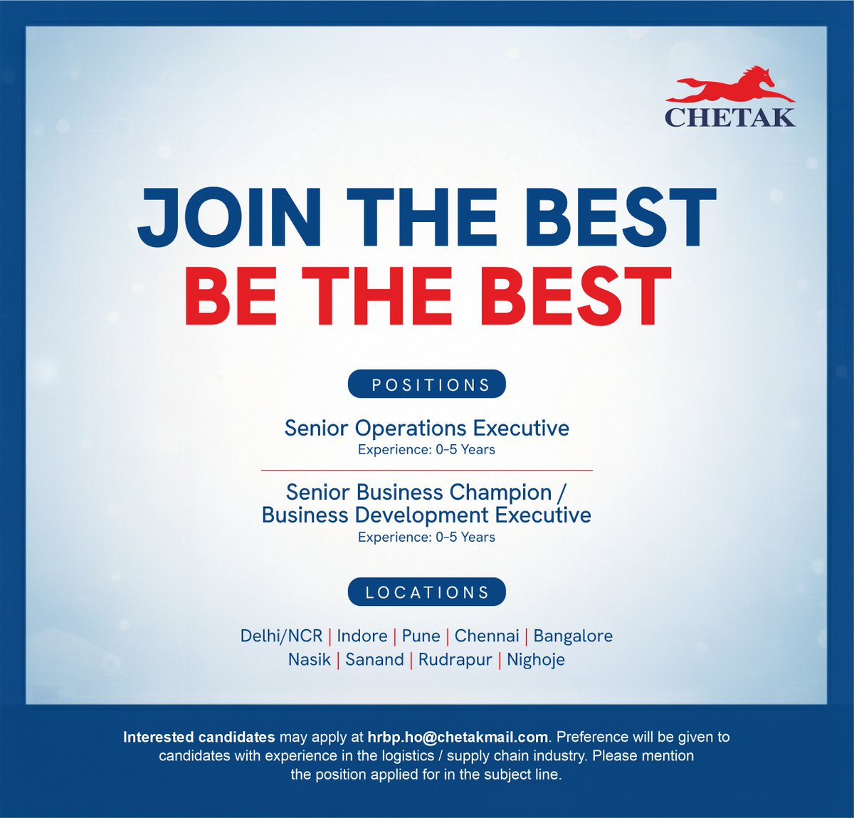 ChetakLogistics's tweet photo. Join us 🚀 https://t.co/56BidoErvo