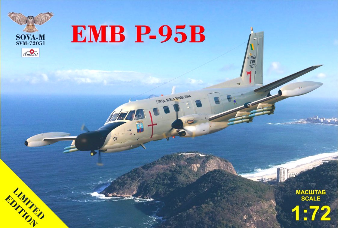 hobbyshopkikka's tweet photo. 【入荷情報】ソヴァ-M製の「1/72EMB P-95B海洋監視、哨戒機」が入荷します🇧🇷✨#EMB110 近距離路線用の旅客機がベースの海洋監視、哨戒機です✨️デカールは #エンブラエル のデモ機の他ブラジル空軍機2種が付属します😊
(在庫店YOK) https://t.co/JSZHwuHjG3