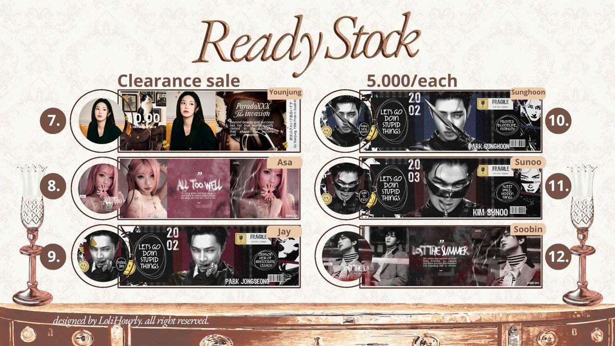 Help repost? Thank you!

Halo semua karna Loli akan rest untuk ±2bulan, Loli mau clearance sale layout ready stock dibawah ini! Bisa sung dm aja yaa🫶🏻🥰

💰 : 5.000/each
💳 : QRIS

Ningning Winter aespa, Go Younjung, enami asa, Jay Sunghoon Sunoo Enhypen, Soobin TXT #zonauang