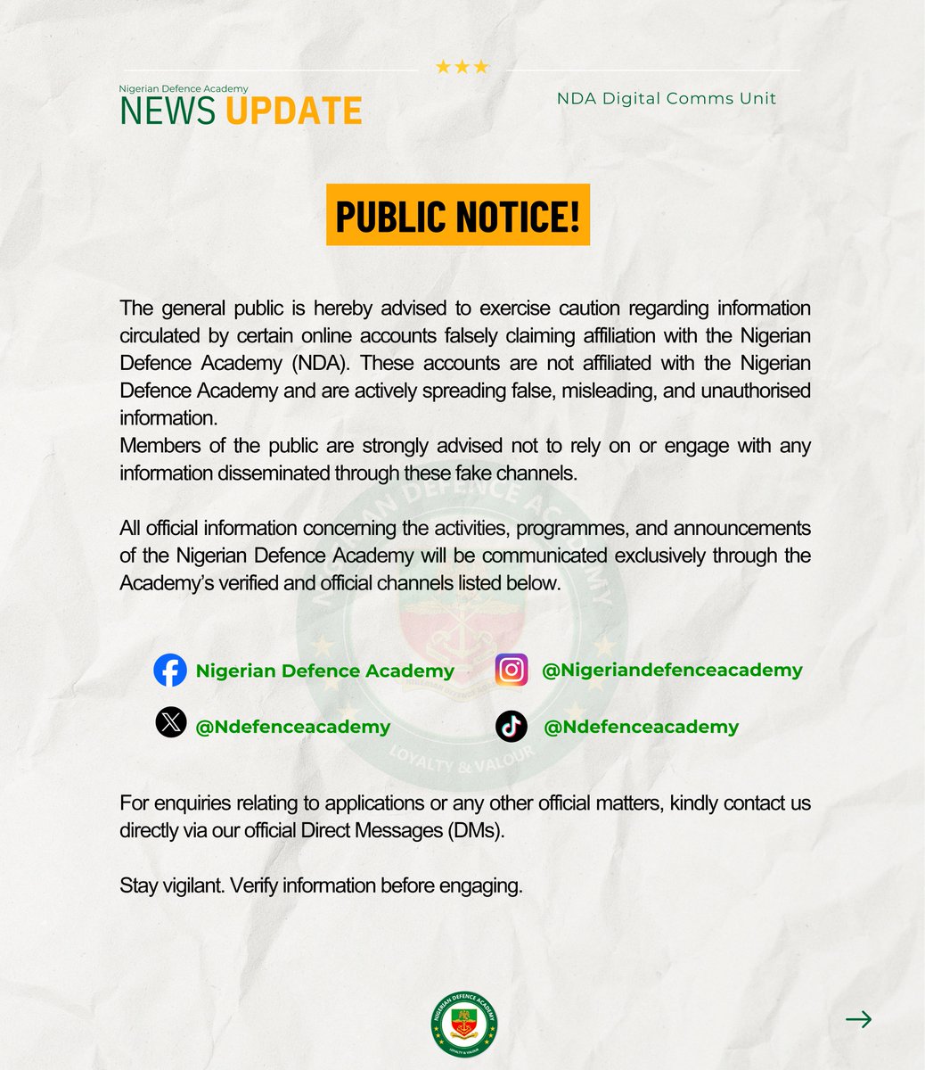 Nigerian Defence Academy tweet media