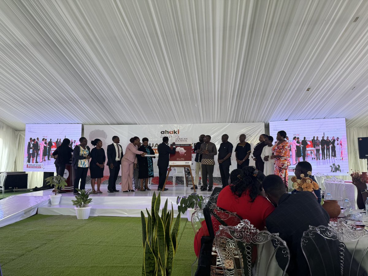 SolomonSerwanjj's tweet photo. Just In: A milestone in the academic space. The @Ahakiinstitute has launched the African Journal of Health and Social Justice. The Vice Chancellor Dr @MulumbaMoses_  envisions the journal to be a place to decolonize the academic space through Afrocentric research. Congrats 🎈🍾🎉 https://t.co/GdyVkWsS07