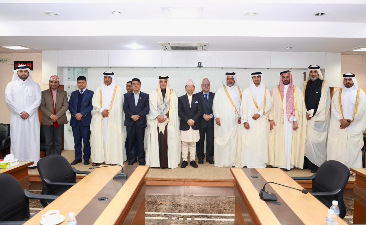 ChandraPDhakal's tweet photo. A #QatarChamber business delegation led by Board Member Mohd Ahmed M. A. Al Obaidli, in Kathmandu at the invitation of FNCCI, held discussions with Foreign Secretary Amrit Bahadur Rai on strengthening Nepal–Qatar ties, trade, investment promotion and bilateral investment agreements.

#NepalQatar #Trade #Investment #EconomicCooperation #FNCCI