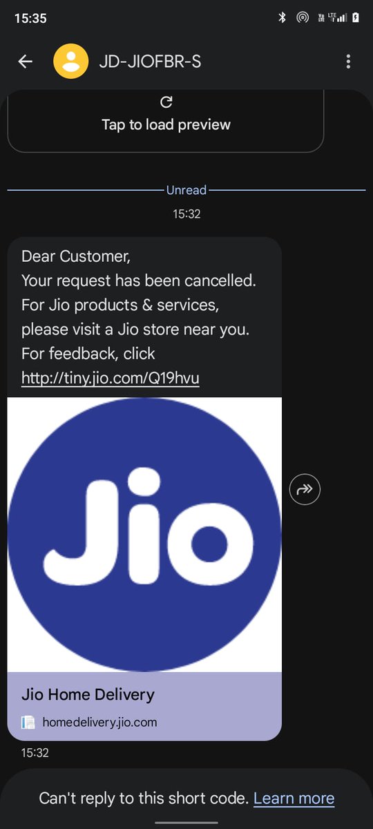 sandiipsarode's tweet photo. My JioAirFiber order was cancelled without my consent after your representative advised me to cancel instead of resolving the delay. This is highly unprofessional and unacceptable. Either restore my order immediately or process a full refund without delay. @JioCare @reliancejio https://t.co/UJGegoQ6uu