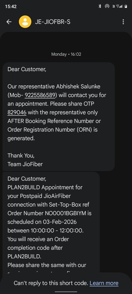 sandiipsarode's tweet photo. My JioAirFiber order was cancelled without my consent after your representative advised me to cancel instead of resolving the delay. This is highly unprofessional and unacceptable. Either restore my order immediately or process a full refund without delay. @JioCare @reliancejio https://t.co/UJGegoQ6uu