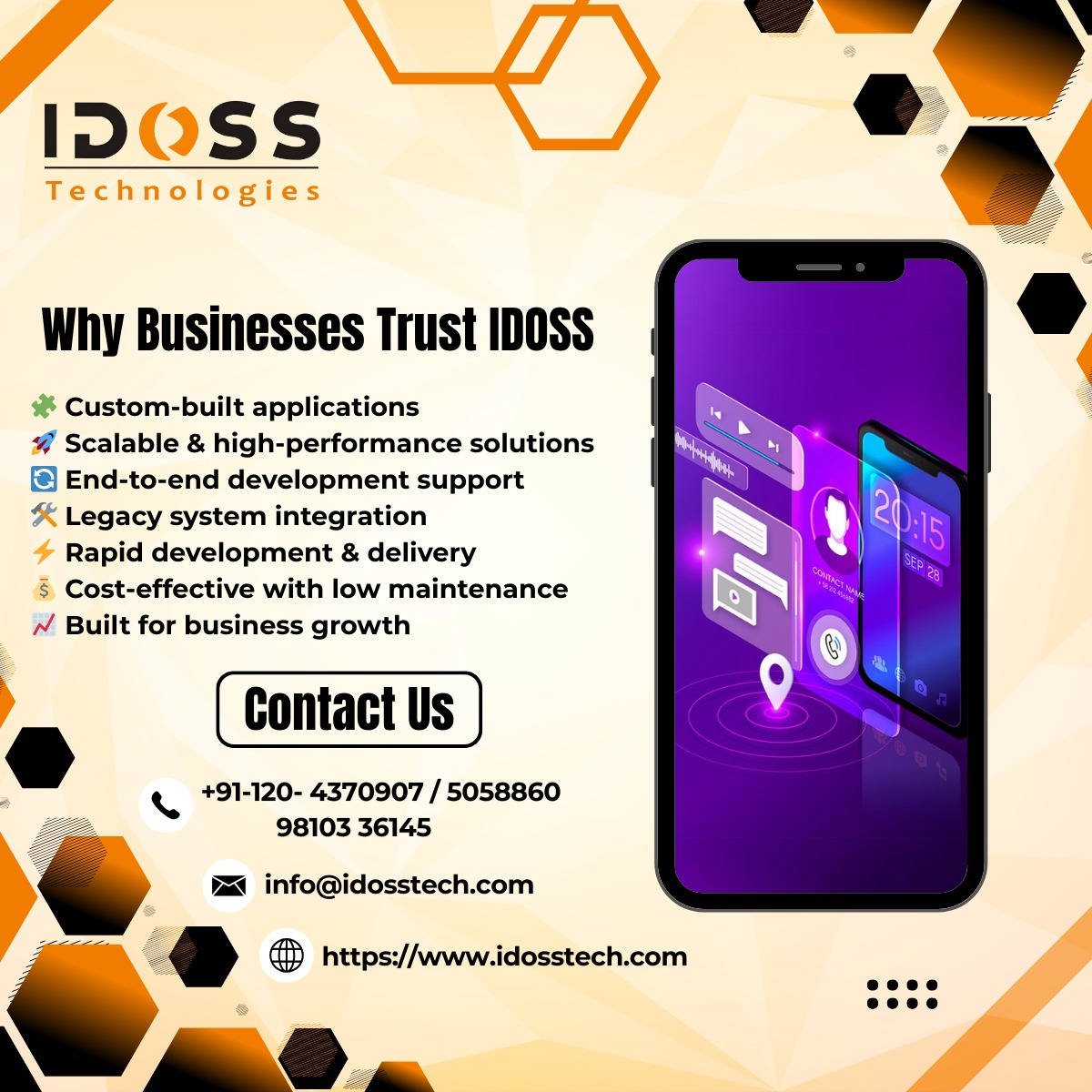 Idosstech's tweet photo. Why Businesses Trust IDOSS 🚀 | Smart &amp; Scalable Solutions 💼

#IDOSSTechnologies #BusinessSolutions #CustomDevelopment #CloudERP #DigitalTransformation #BusinessGrowth #ITServices #Automation #SmartBusiness #IndiaTech https://t.co/i29s7o07VB