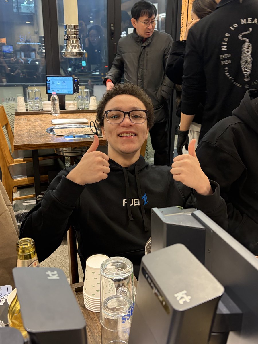 he ate k-bbq 
NOW HE HAPPY