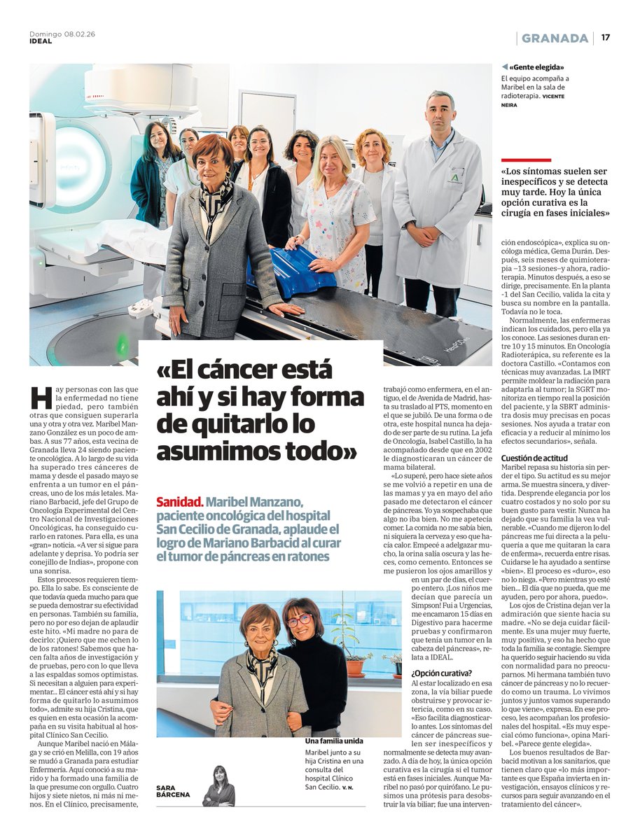 💚Nuestro agradecimiento a Maribel Manzano, paciente del 🏥y a su familia por su disposición para contarnos su historia como paciente oncológica

Mucho ánimo y fuerza. Estaremos siempre cuidando de ti y apoyándote. 

ideal.es/granada/cancer…

Vía <a href="/ideal_granada/">ideal_granada</a> 

<a href="/saludand/">Consejería de Sanidad, Presidencia y Emergencias</a>