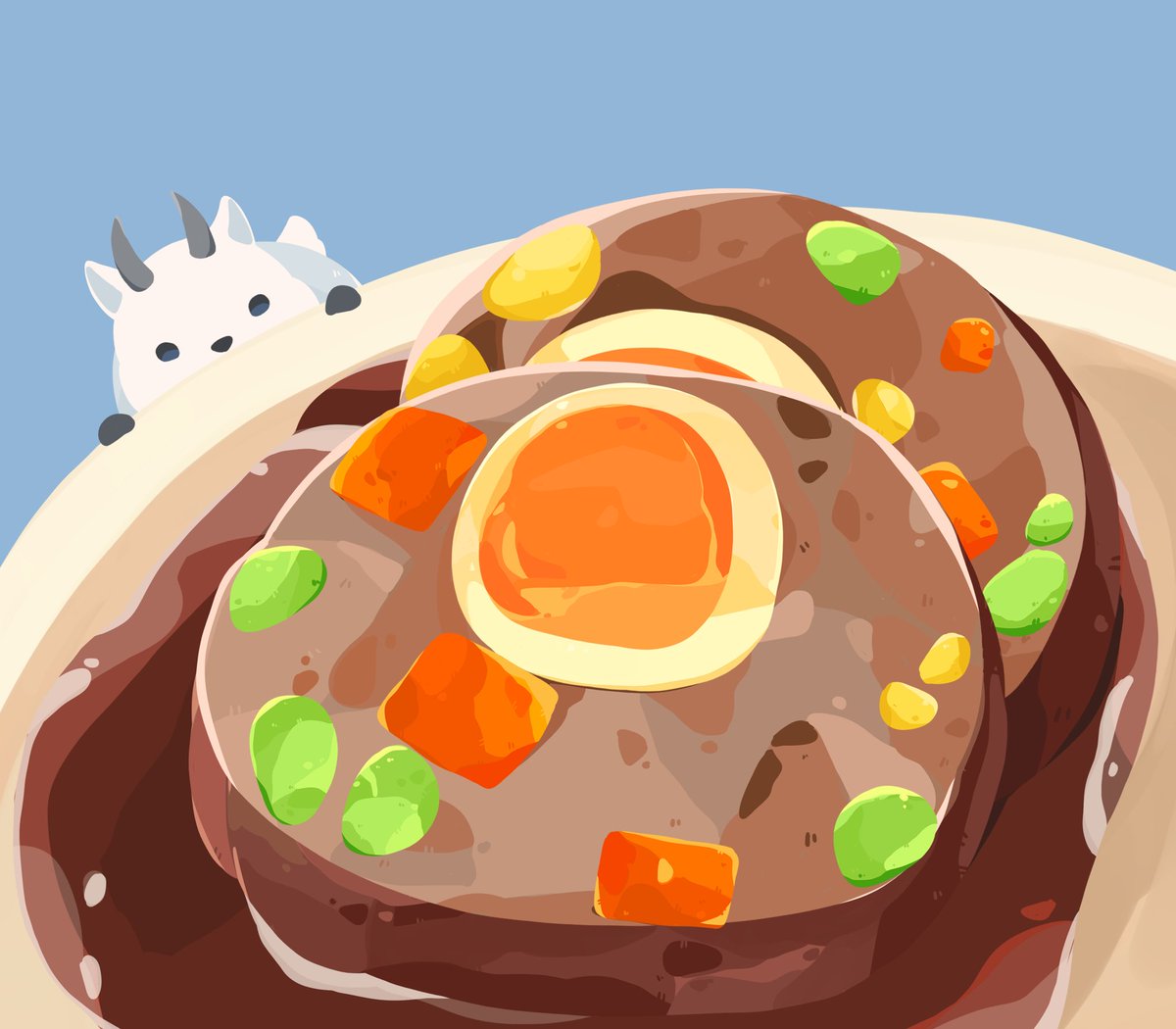 ミートローフ🍖🥚
#肉の日 #イラスト #食べ物イラスト 
#イラスト好きな人と繋がりたい #カモシカ
 #絵描きさんと繋がりたい #ミートローフ 
#illustration