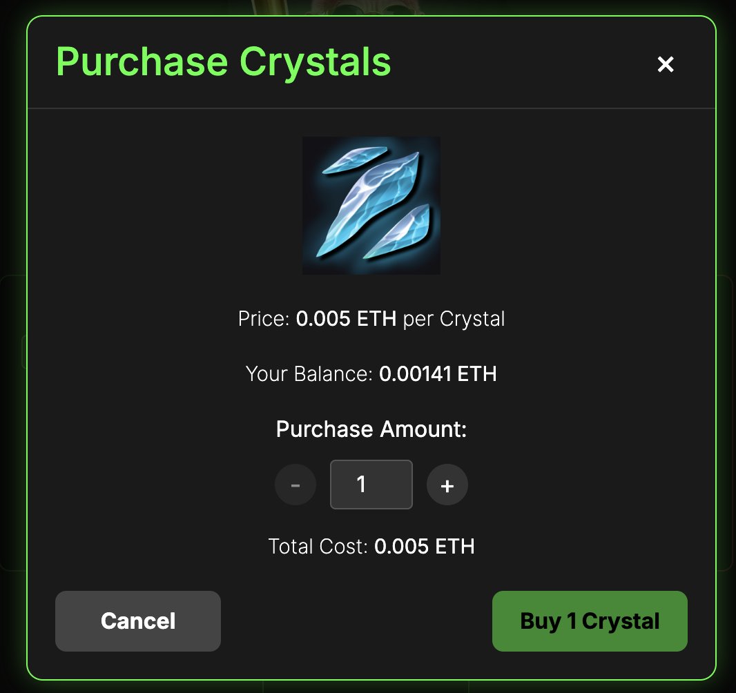 Pushed a new patch on SupremeKong.com

Crystals are now .005 ETH instead of JNGL.