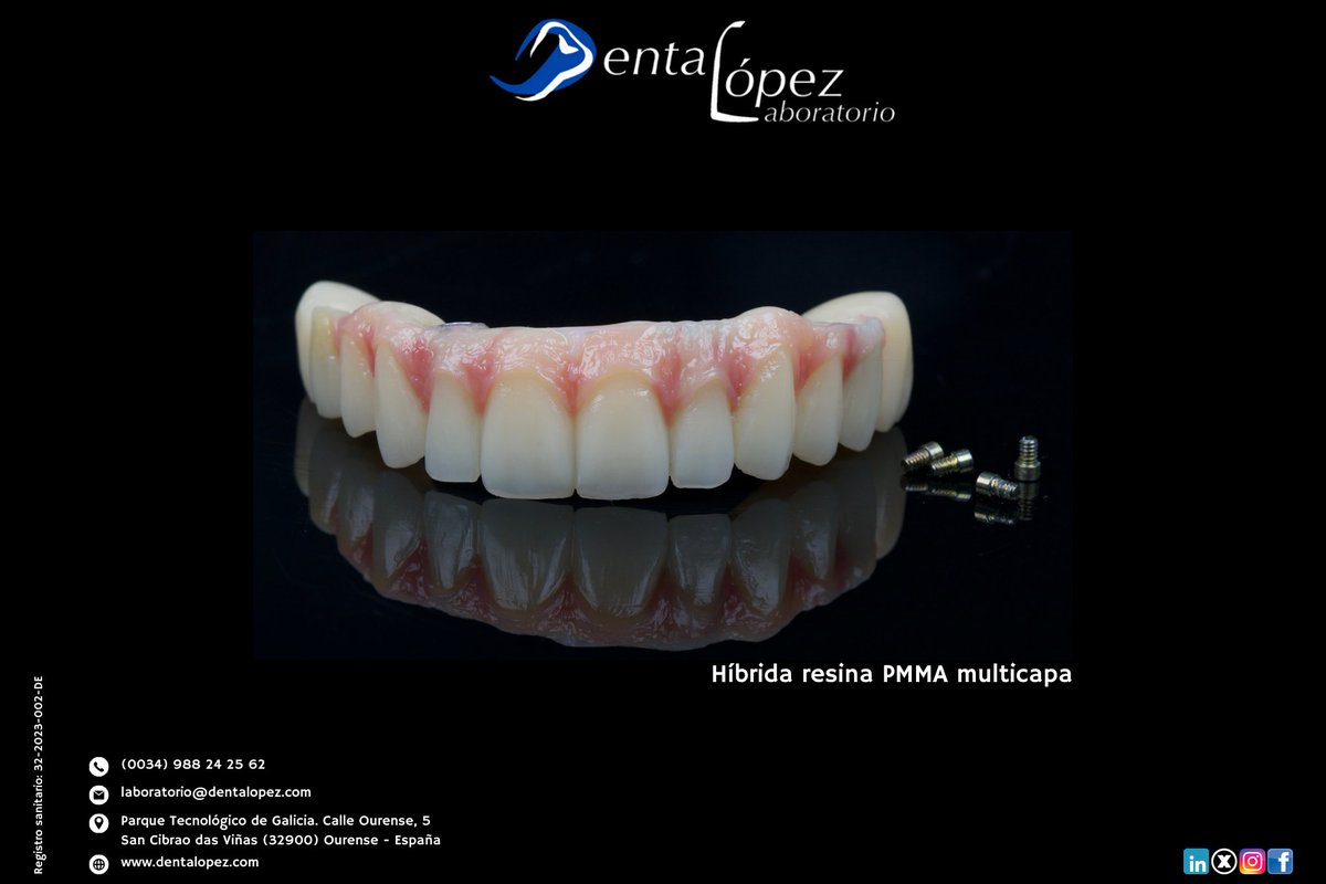 DentaLopez's tweet image. ¿Resina? 🤔 PMMA Multicapa: una estética espectacular y una ligereza increíble en prótesis híbridas. 🦷✨
Alta precisión. Degradado de color natural incorporado. La versatilidad al servicio de tu clínica. 🚀

#DentalLópez #DigitalDentistry #PMMA #Odontología #Workflow #TechDental