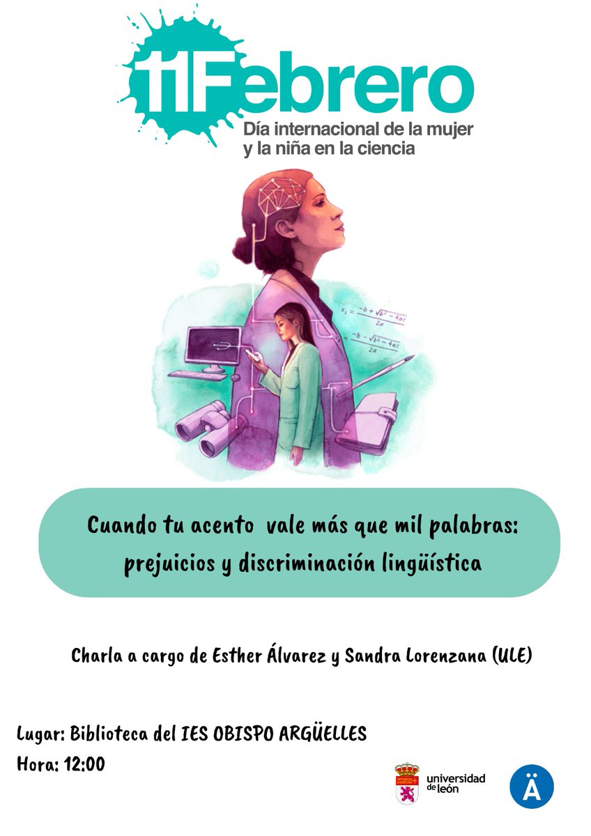 EstherAlvg's tweet photo. Con motivo del @11defebreroES, @SLJabares y yo estaremos en Villablino (IES Obispo Argüelles) y Ponferrada (IES Álvaro de Mendaña) para hablar de prejuicios y discriminación lingüística 😠👅, como parte del proyecto #ESTIGMA, financiado por @FundacionAreces. Nos vemos 😉 https://t.co/Lb0VpMQrYe