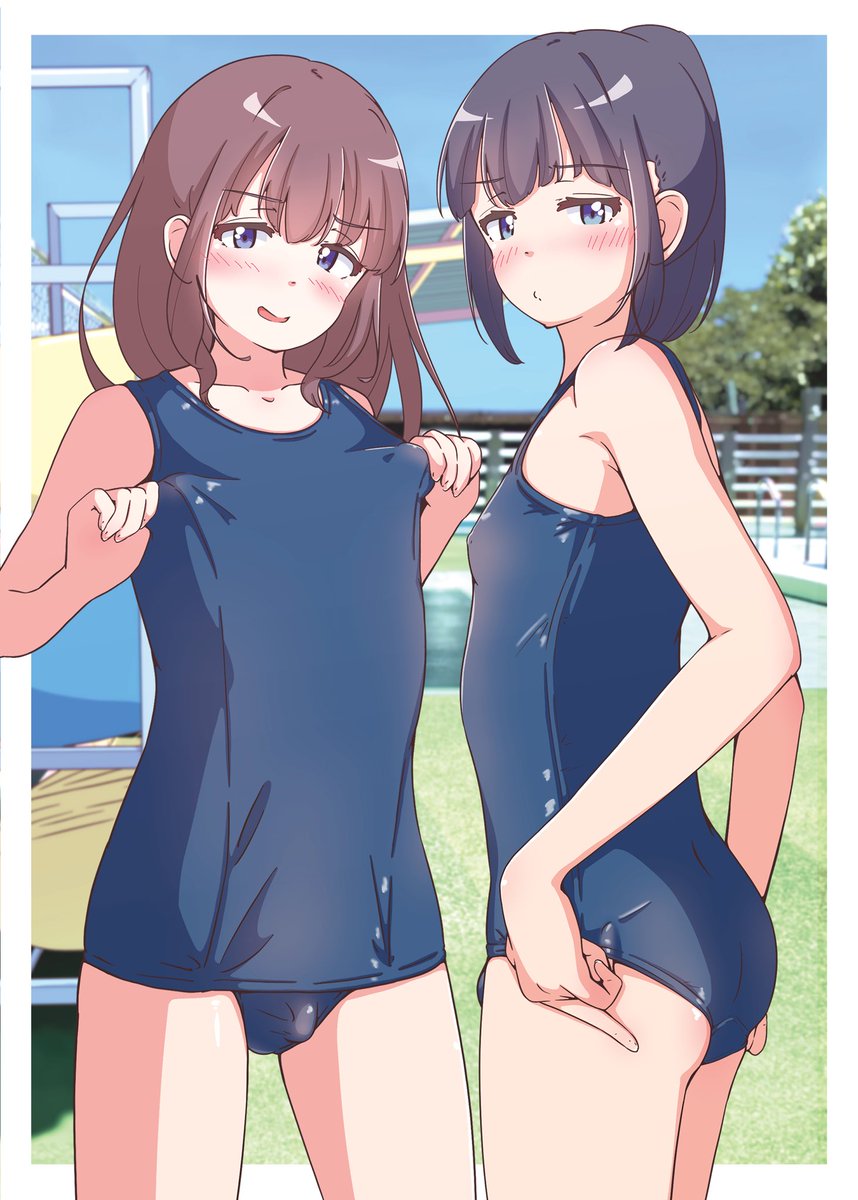 表紙のお気に入りの絵♡
スク水姿のふたり💕 