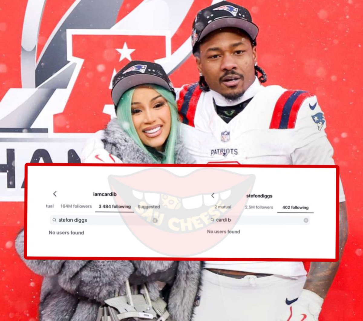 SaycheeseDGTL's tweet image. Cardi B and Stefon Diggs unfollowed each other after his Super Bowl loss.