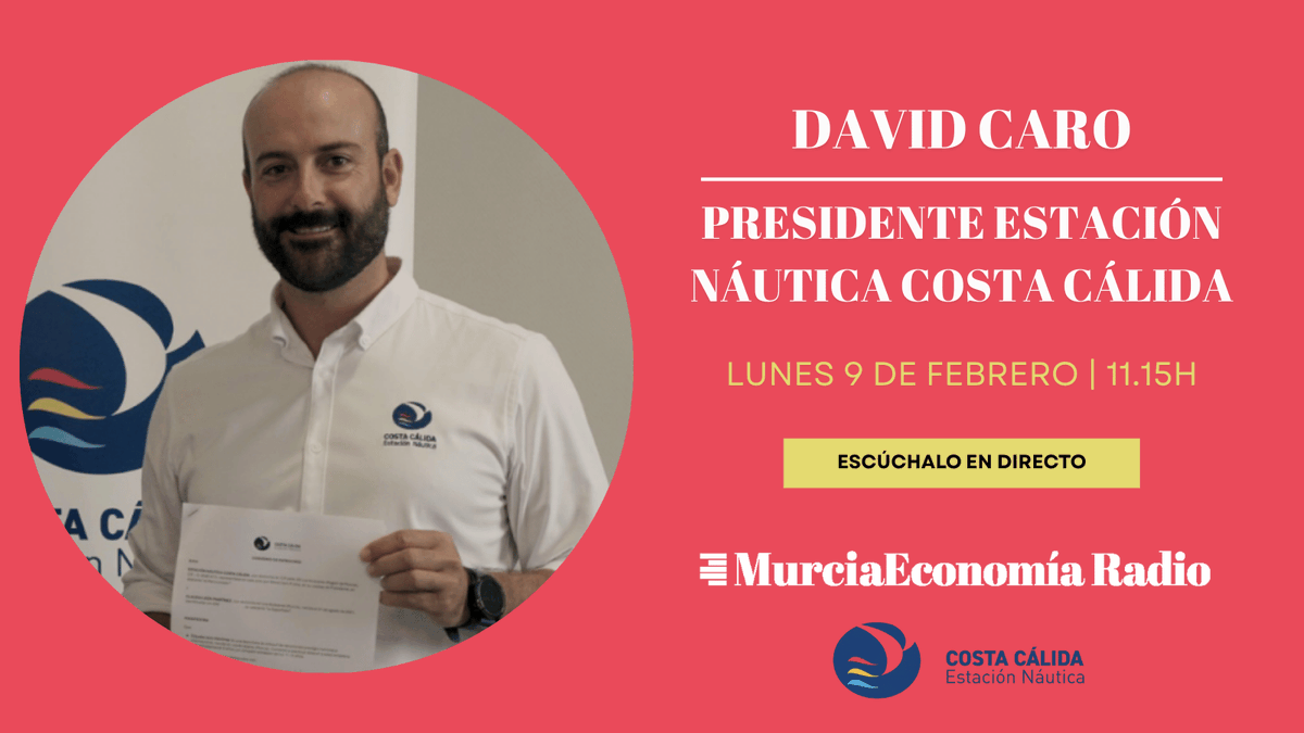 🎙️ Estamos en directo en MurciaEconomía Radio con <a href="/DavidCaroFrutos/">David Caro</a>, presidente de Estación Náutica Costa Cálida | <a href="/encostacalida/">EN Costa Cálida</a> 

Hablamos de mar, turismo y oportunidades para seguir impulsando la Región desde la costa. ¡Arrancamos!

🔴 murciaeconomiaradio.webradiosite.com