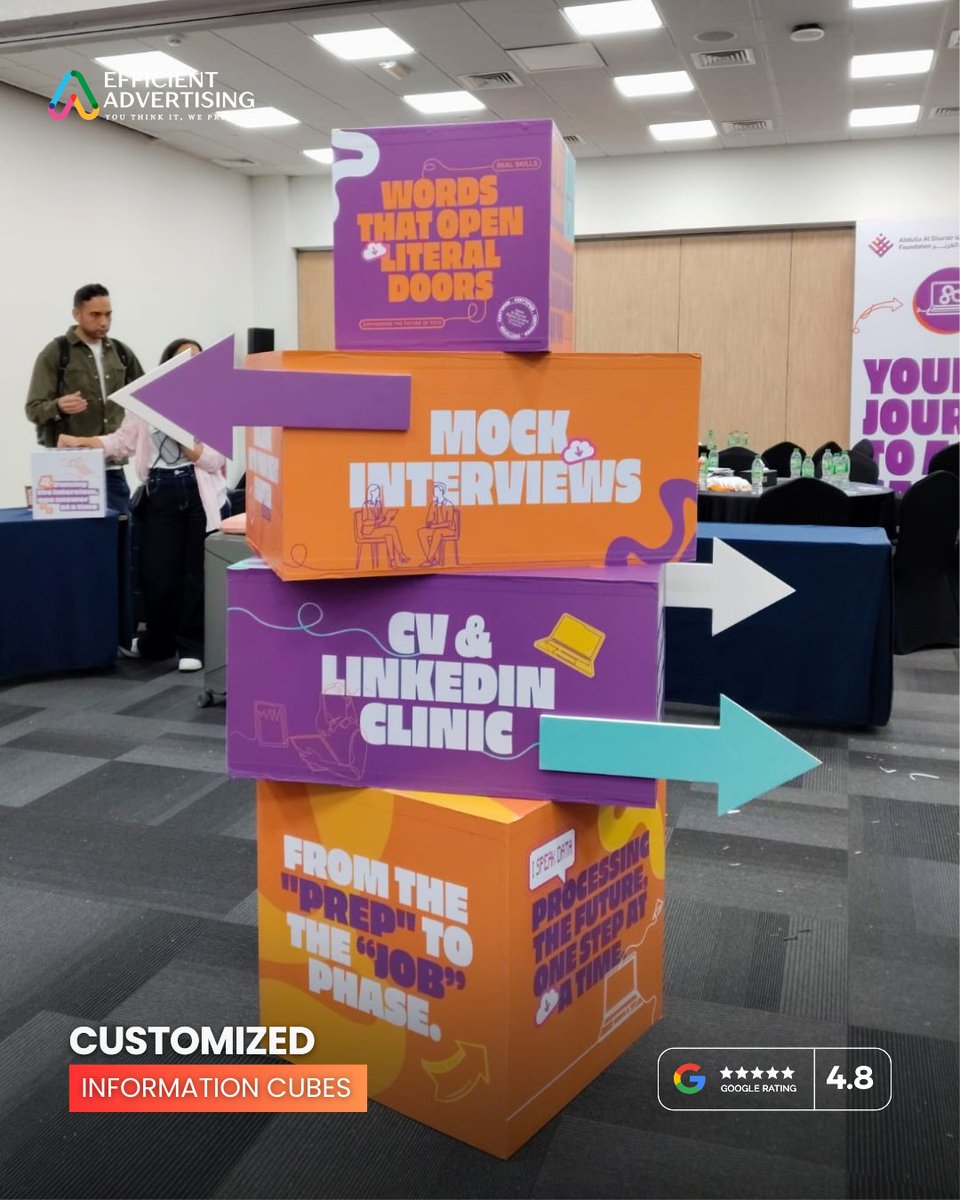 EfficientUAE's tweet image. Boost engagement with custom information cubes for events, offices, and branding.

#InformationCubes #CustomDisplays #Branding #EfficientAdvertising