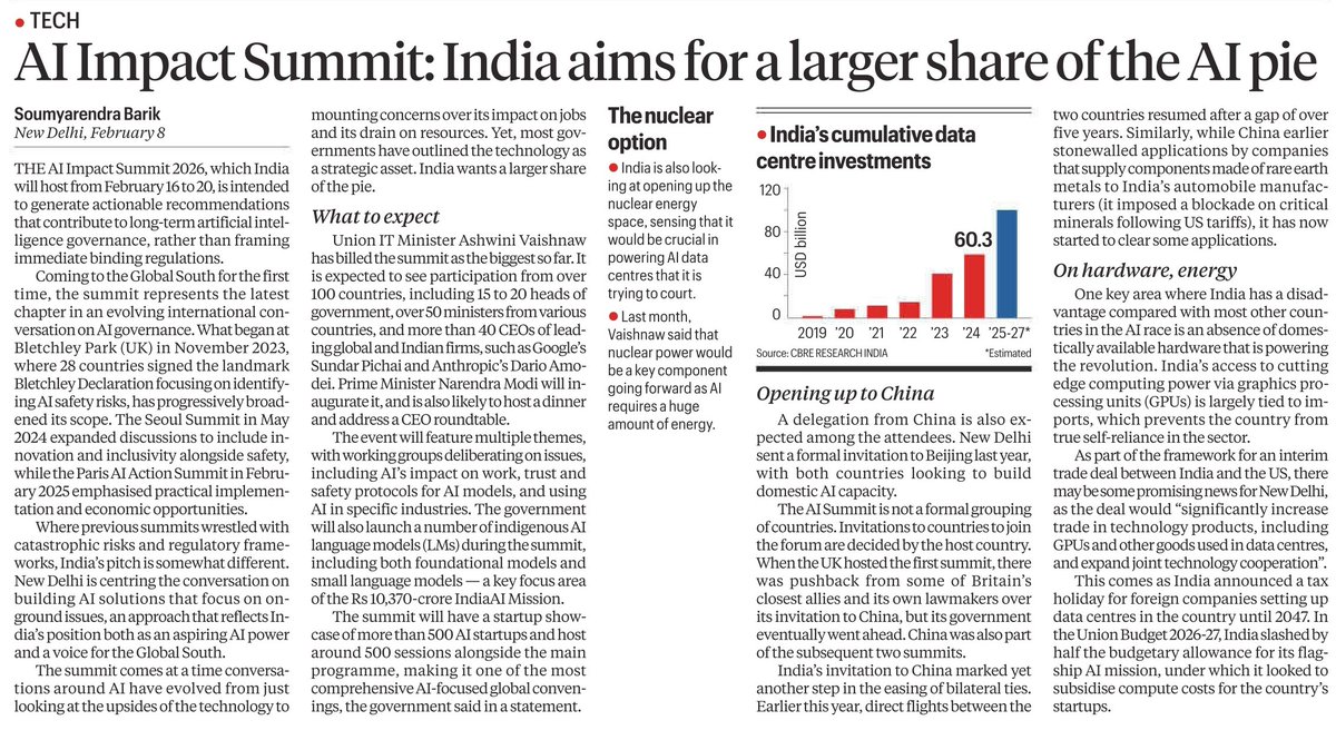 A promising new chapter in India's story. The AI Impact Summit 2026 arrives in New Delhi as the first-ever global AI summit hosted in the Global South: convening 15 to 20 heads of government, over 50 ministers from various countries, and more than 40 CEOs of leading global and