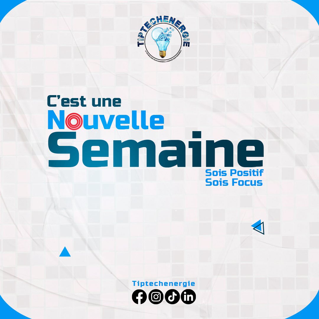 Nouvelle semaine, nouvelle opportunité. 
On avance avec énergie, focus et ambition. 

#NouvelleSemaine #SoisPositif #SoisFocus