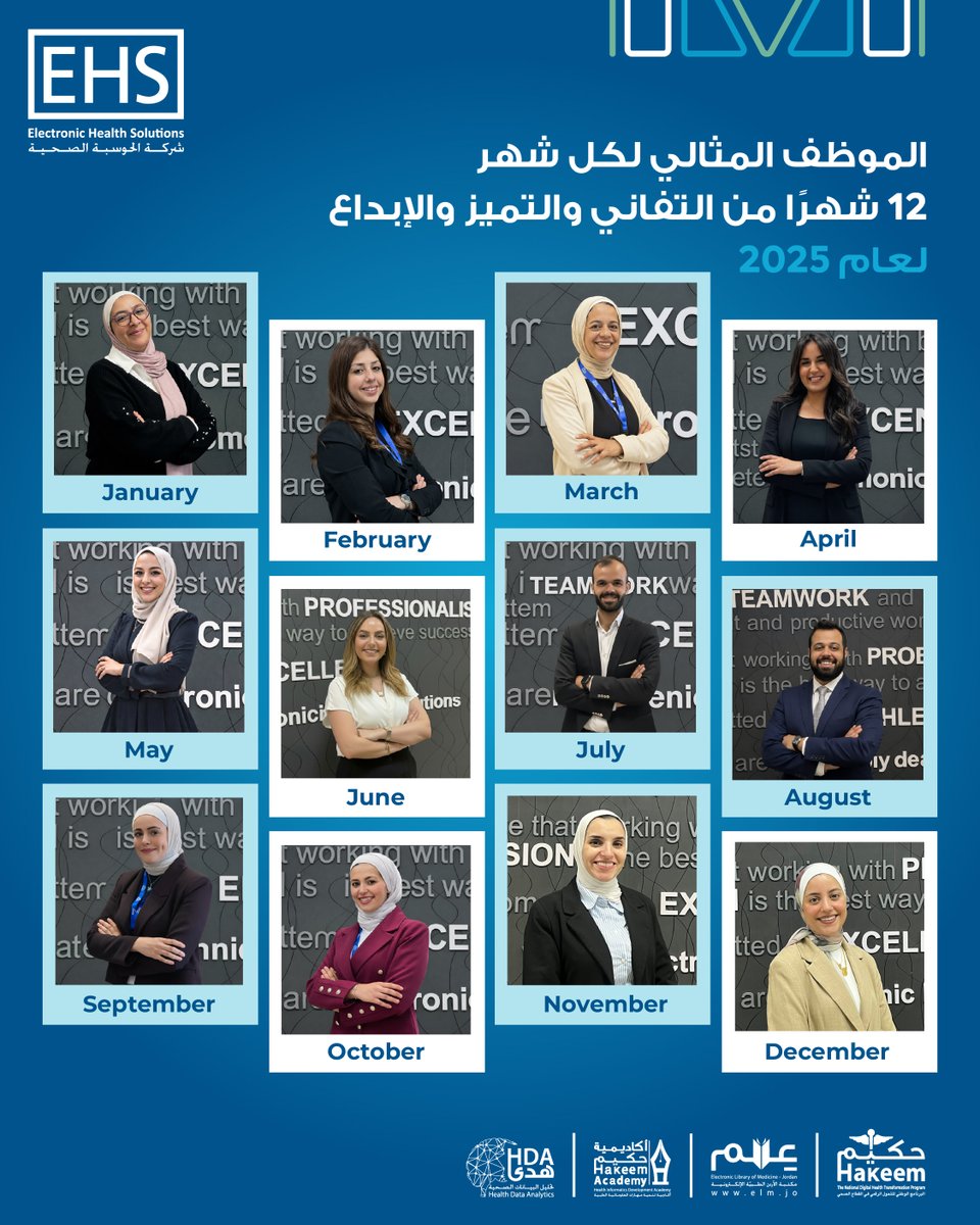 EHS_jo's tweet photo. ✨ لأن التميّز يُصنع يومًا بعد يوم ✨
نفخر بزملائنا المتميزين خلال عام 2025، وبكل من كان جزءًا من رحلة النجاح والعمل بروح الفريق 💙.

#موظف_الشهر
#فريق_ehs
 #شركة_الحوسبة_الصحية https://t.co/LhPIEGTRNo